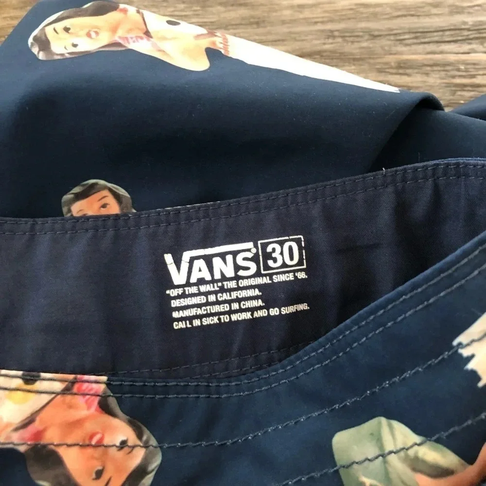 Vans Mens 30 Waist The‎ Era Stretch Swim Cargo Boardshorts Hawaiian Aloha Navy